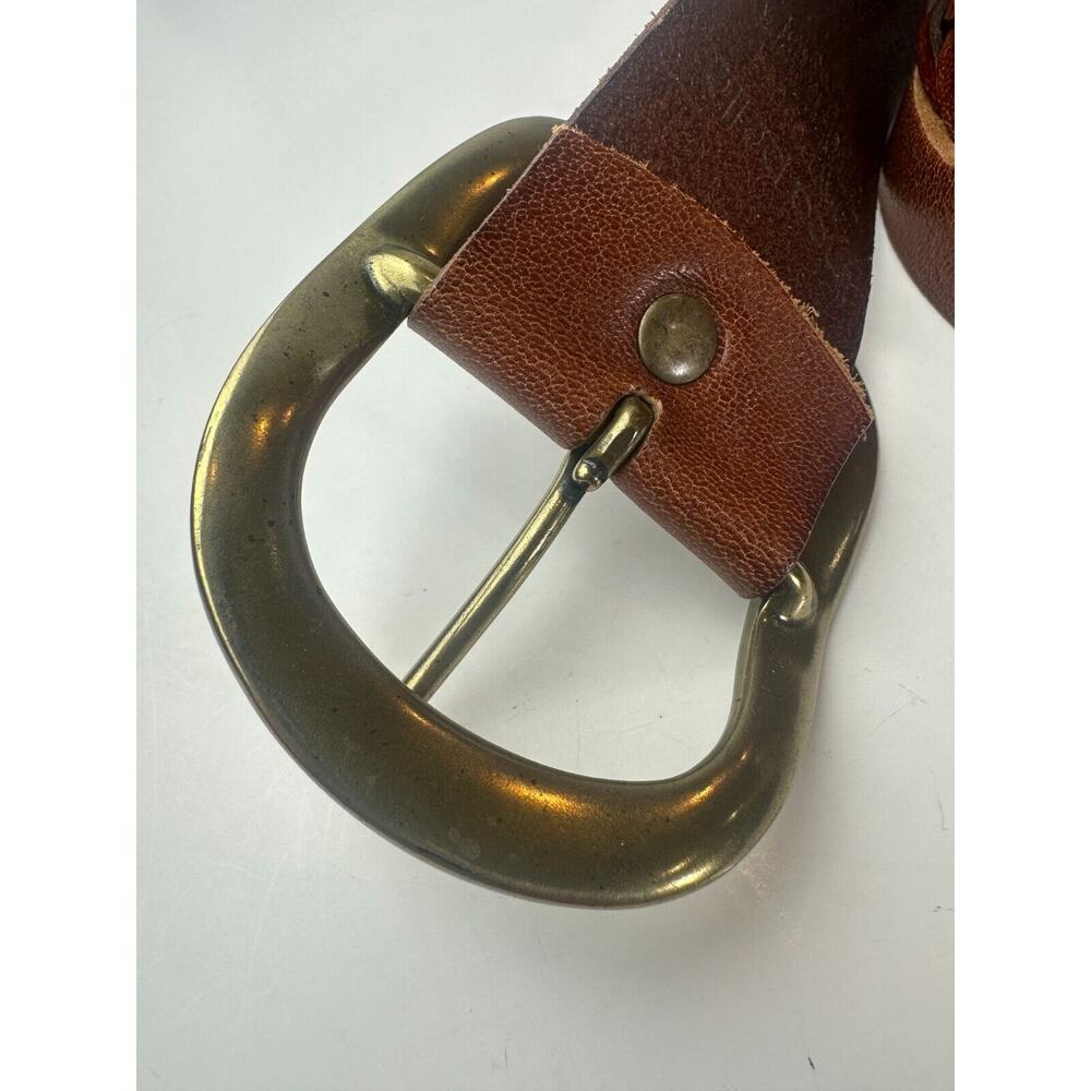 Linea Pelle Braided Woven Genuine Leather Handmade Belt With Buckle Brown Medium - Picture 11 of 13
